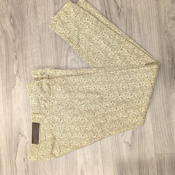 All Saints Spitalfields Paisley print cropped skinny jeans, camel & grey, size 8 - Picture 2 of 13